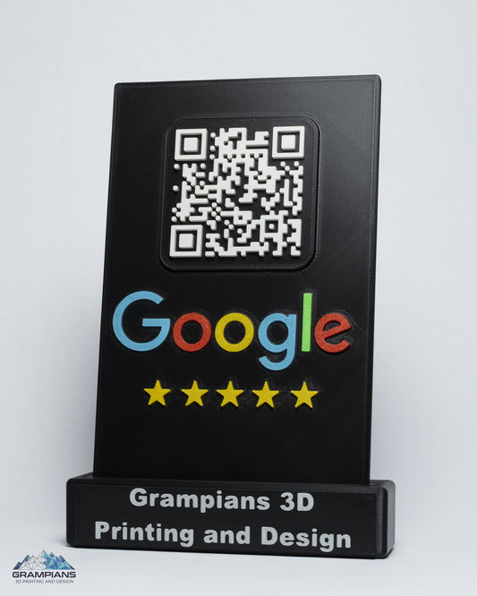 Custom 3D-Printed Google Reviews QR Code Stand | Freestanding Counter Sign